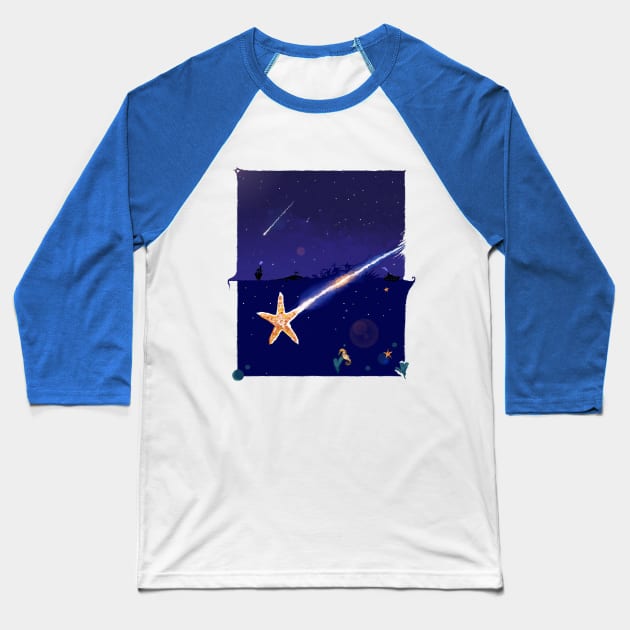 Shooting Starfish Baseball T-Shirt by TenomonMalke